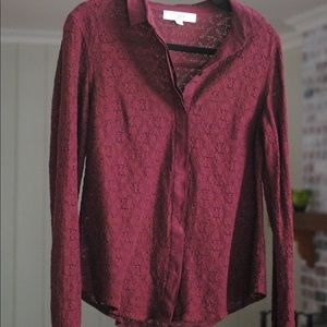 Ann Taylor Loft crocheted button down